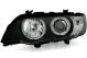 Φανάρια εμπρός angel eyes για BMW X5 με εργοστασιακά xenon (1999-2003) - μαύρα , χωρίς λάμπες (Η7) - σετ 2τμχ.