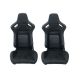 Καθίσματα Bucket R8 Style Δερματίνη Μαύρα Με Άσπρες Ραφές Ζευγάρι 2 Τεμαχίων (CAR0017158)