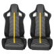 Καθίσματα Bucket RS Performance Δερματίνη / Αλκαντάρα / Ύφασμα Μαύρα Με Κίτρινη Γραμμή Ζευγάρι 2 Τεμαχίων (CAR0024581)