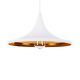 GloboStar® SHANGHAI 01026-B Μοντέρνο Κρεμαστό Φωτιστικό Καμπάνα Μονόφωτο 1 x E27 IP20 Λευκό & Χρυσό Μέταλλο - Μ37 x Π37 x Υ17cm