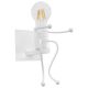 GloboStar® LITTLE MAN 01389 Μοντέρνο Επιτοίχιο Φωτιστικό Απλίκα Μονόφωτο 1 x E27 IP20 Λευκό Μέταλλο - Μ12 x Π19 x Υ17cm