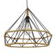 GloboStar® FLUTED 01422 Vintage Κρεμαστό Φωτιστικό Πλέγμα Μονόφωτο 1 x E27 IP20 Μαύρο Μέταλλο με Μπεζ Σχοινί - Μ50 x Π50 x Y44cm