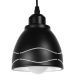 GloboStar® COOLIE 01477 Μοντέρνο Κρεμαστό Φωτιστικό Μονόφωτο Καμπάνα 1 x E27 IP20 Μαύρο & Ασημί Μέταλλο - Μ12.5 x Π12.5 x Υ11.5cm