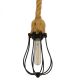 GloboStar® CAMBER 01594 Vintage Κρεμαστό Φωτιστικό Πλέγμα Μονόφωτο 1 x E27 IP20 Μαύρο Μέταλλο με Μπεζ Σχοινί - Μ11 x Π11 x Υ25cm