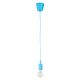 GloboStar® CABLITO 61559 Μοντέρνο Κρεμαστό Φωτιστικό Οροφής Μονόφωτο 1 x E27 Γαλάζιο Σιλικόνης Ανάρτηση με Υφασμάτινο Καλώδιο Φ4 x Υ110cm