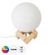 GloboStar® MOON 79606 Επιτραπέζιο Φωτιστικό Πορτατίφ LED 2W 120lm 360° DC 5V IP20 RGBW Dimmable Λευκό Πλαστικό με Μπεζ Ξύλο - Μ12 x Π12 x Υ15cm - 2 Xρόνια Εγγύηση