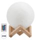 GloboStar® MOON 79619 Επιτραπέζιο Φωτιστικό Πορτατίφ LED 4W 240lm 360° DC 5V IP20 RGBW Dimmable Λευκό Πλαστικό με Μπεζ Ξύλο - Μ15 x Π15 x Υ19cm - 2 Xρόνια Εγγύηση