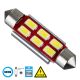 GloboStar® C5W 81322 Λάμπα Αυτοκίνητου 42mm FESTOON  2nd Generation Can-Bus Series LED 6 SMD 5630 4W 600lm 120° DC 12V IP20 Ψυχρό Λευκό 6000K